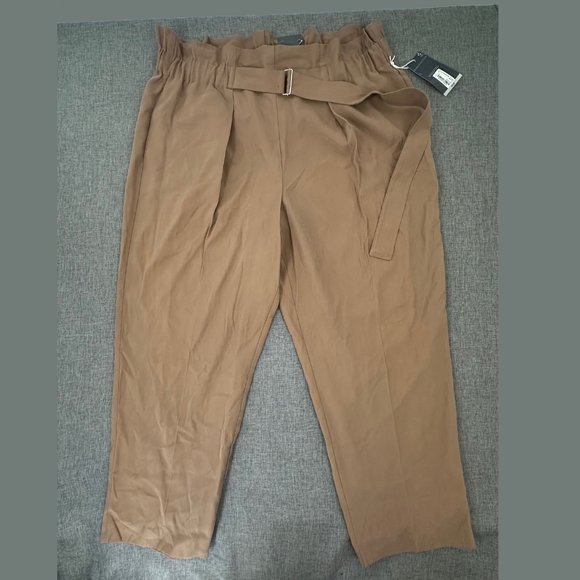 New! Worthington Womens Straight Pull-On Pants Brown XL Pockets High Waisted - Picture 2 of 15
